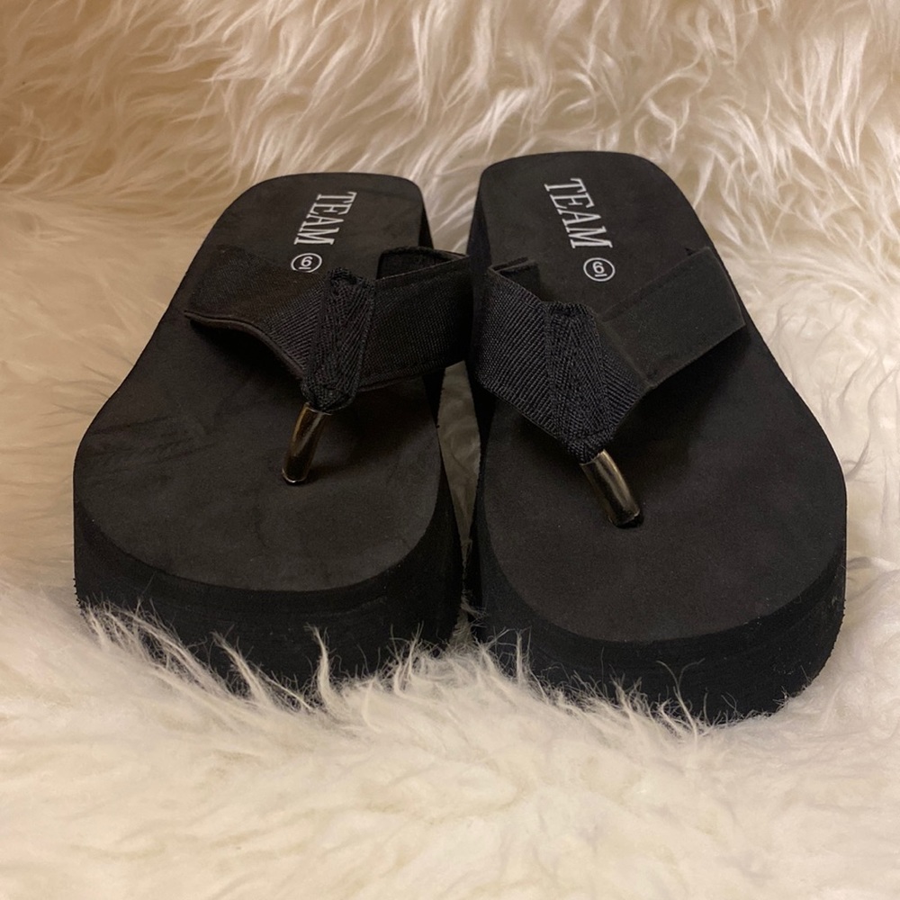 Wedge platform slide slipper flip flops size 6